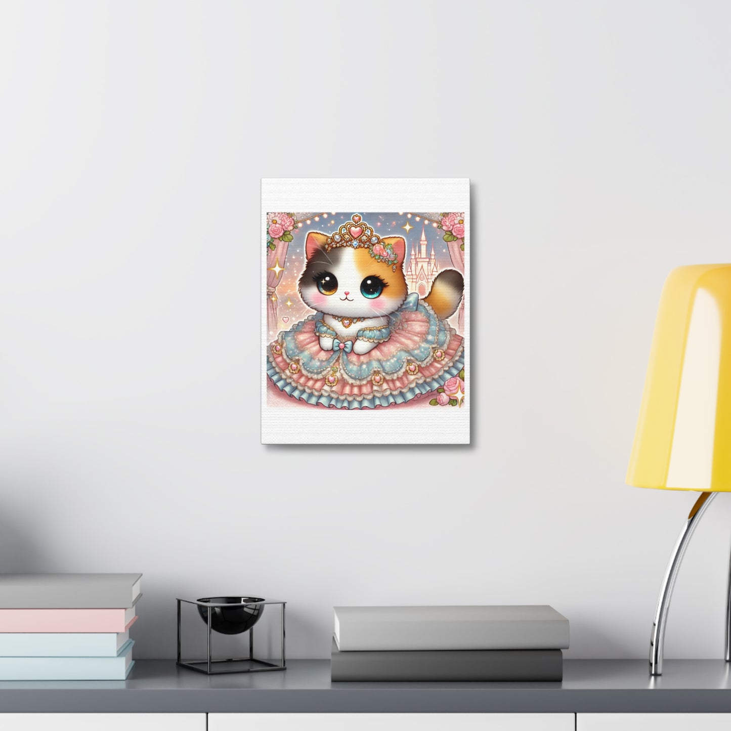 Pastel Princess Calico Cat Fantasy Canvas Wall Art