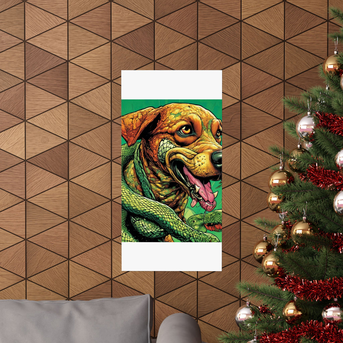 Serpent Guardian Dog Bold Fantasy Creature Art Poster
