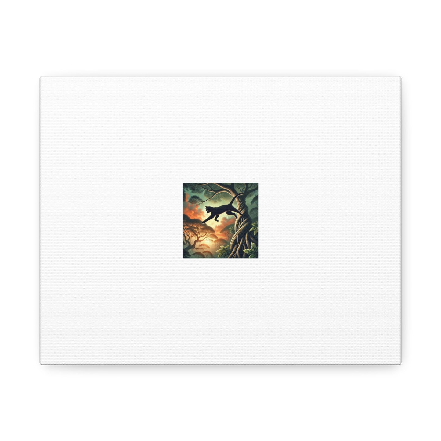 Enchanted Black Cat Forest Canvas Fantasy Cat Wall Art Gift