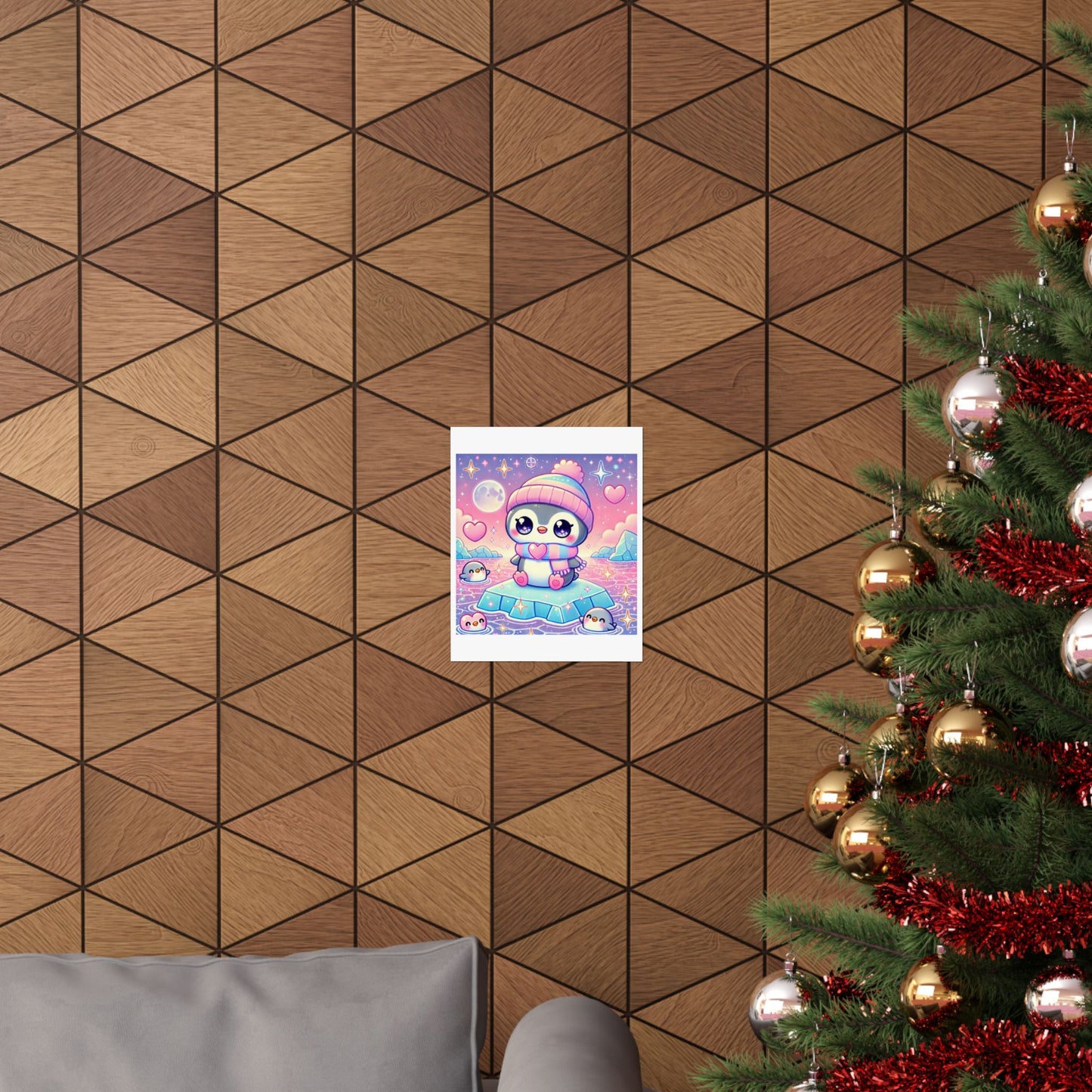 Cute Winter Penguin Ice Floe Kawaii Art Poster