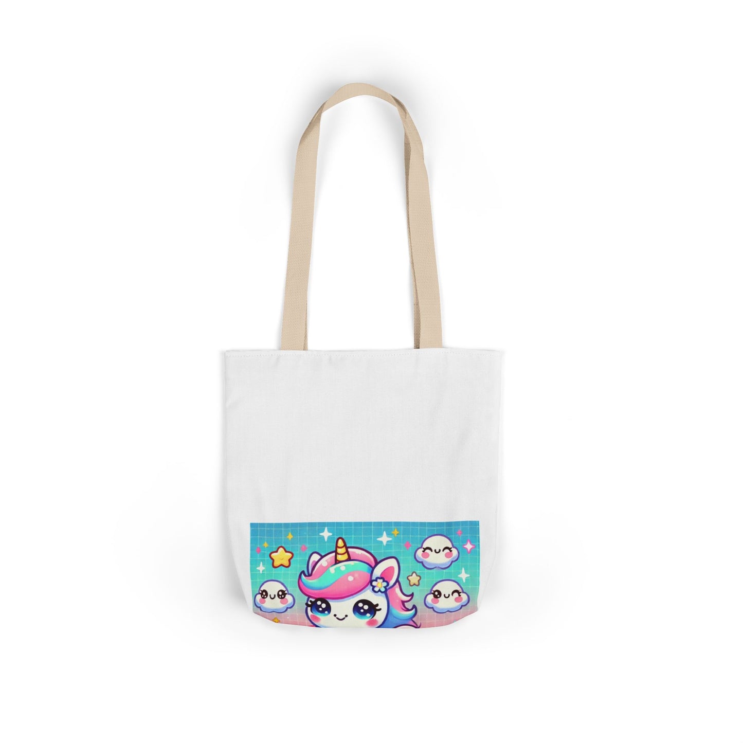 Pastel Rainbow Unicorn Cloud Kawaii Canvas Tote Bag