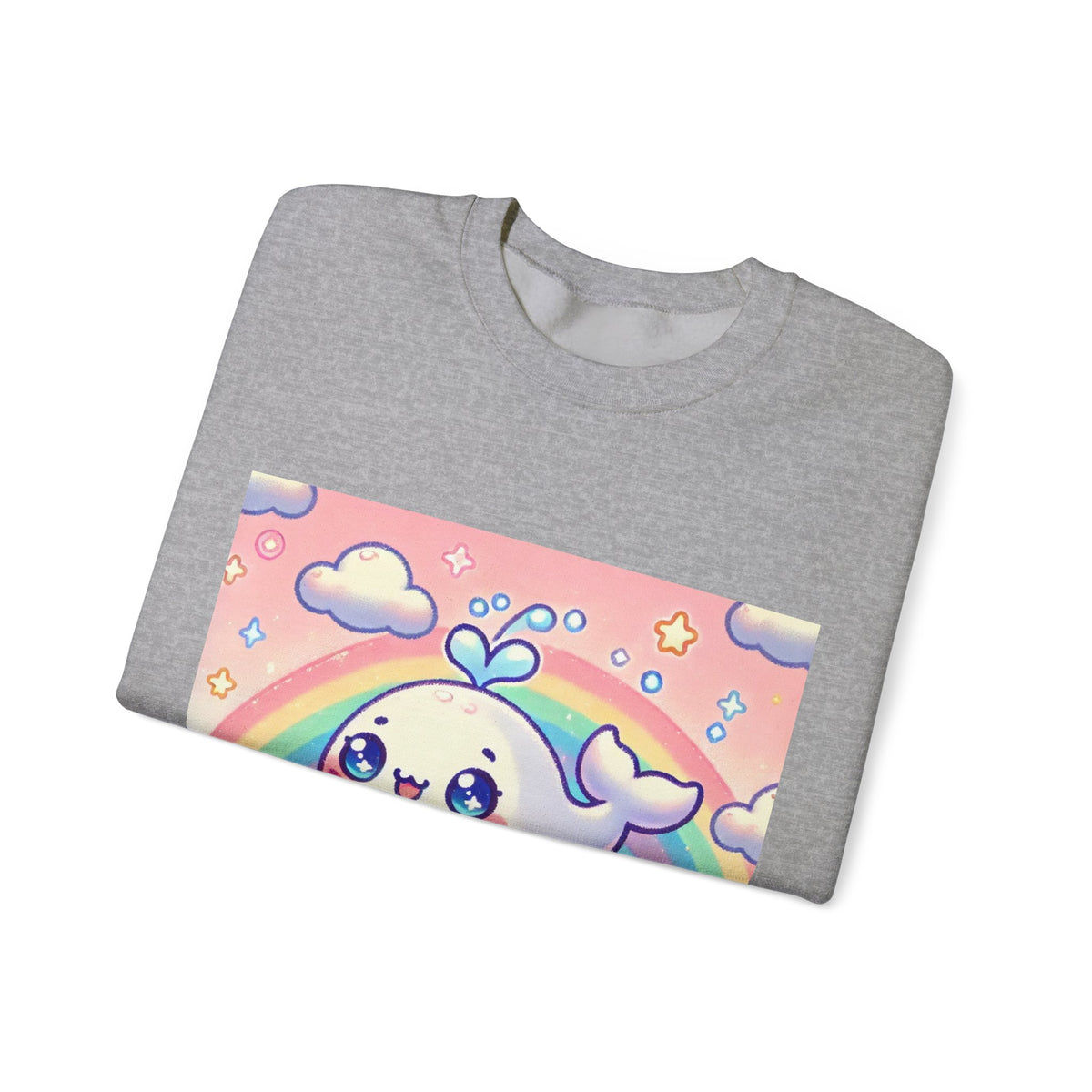 Kawaii Rainbow Whale Pastel Cloud Sweatshirt