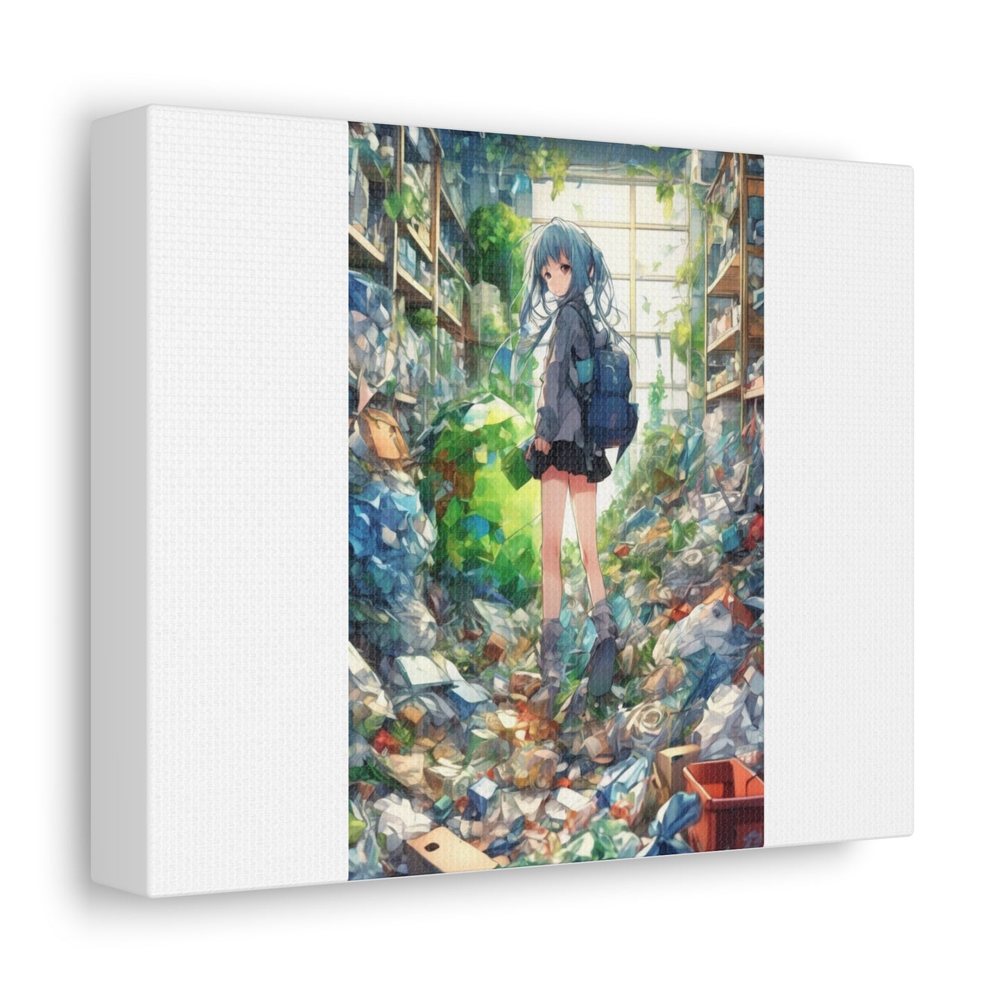 Green Recycling Alley Anime Girl Recycling Alley Canvas
