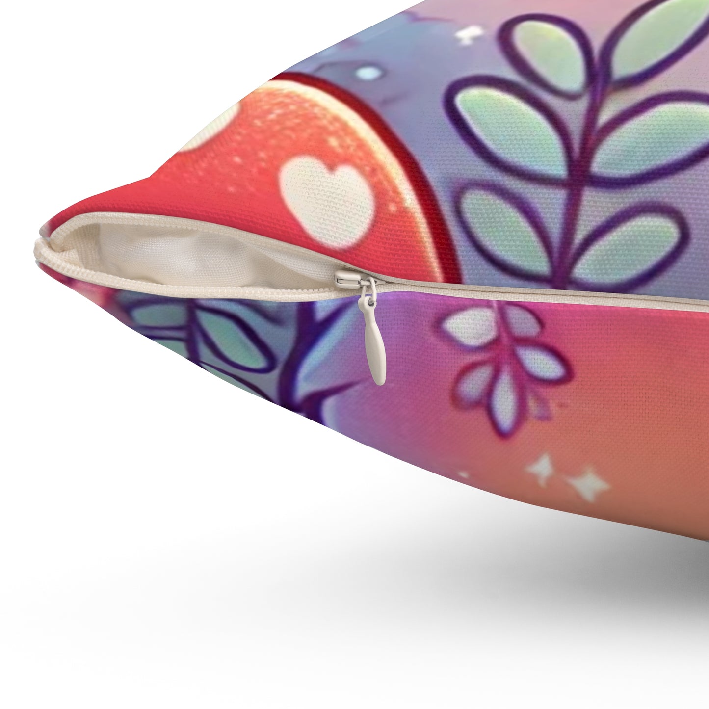 Pastel Woodland Fox Mushroom Kawaii Decorative Pillow