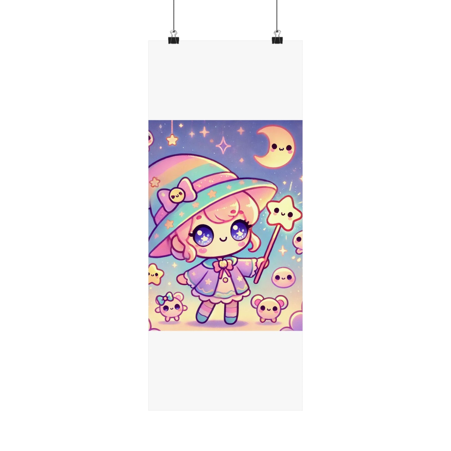 Kawaii Moon Wand Pastel Fantasy Wall Art Poster