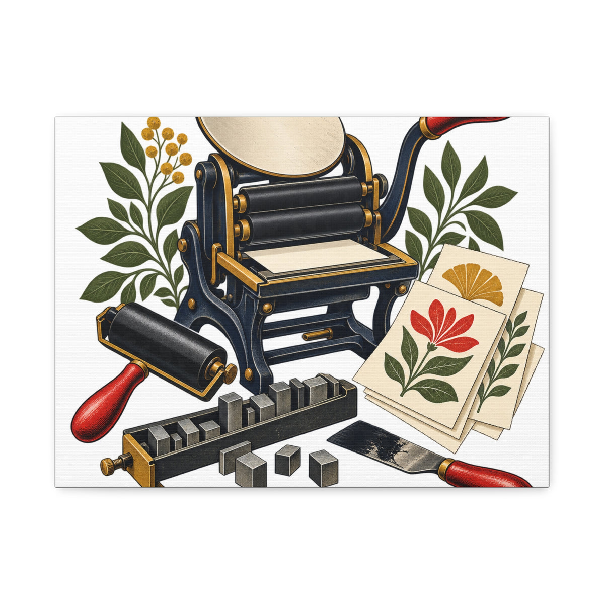 Botanical Letterpress Printshop Canvas