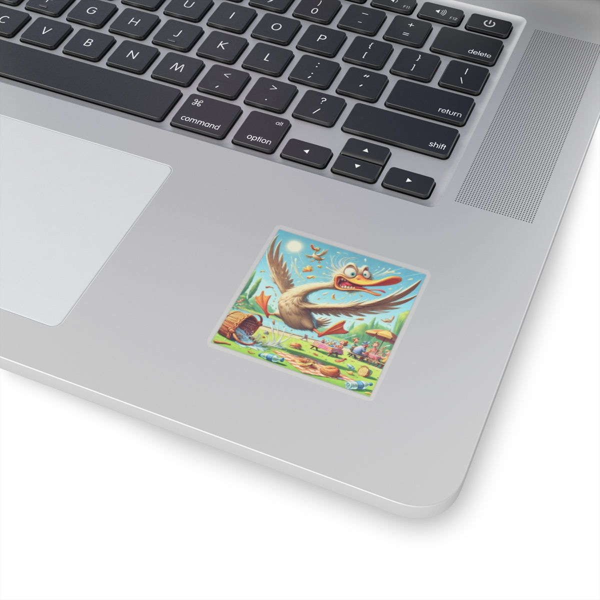 Chaotic Picnic Duck Funny Summer Adventure Sticker