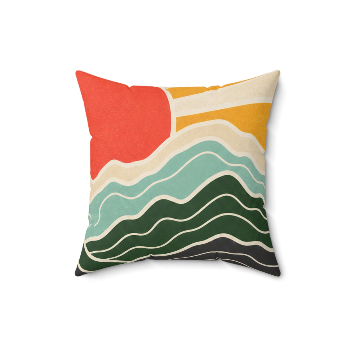 Topographic Sunrise Mid Century Decorative Pillow