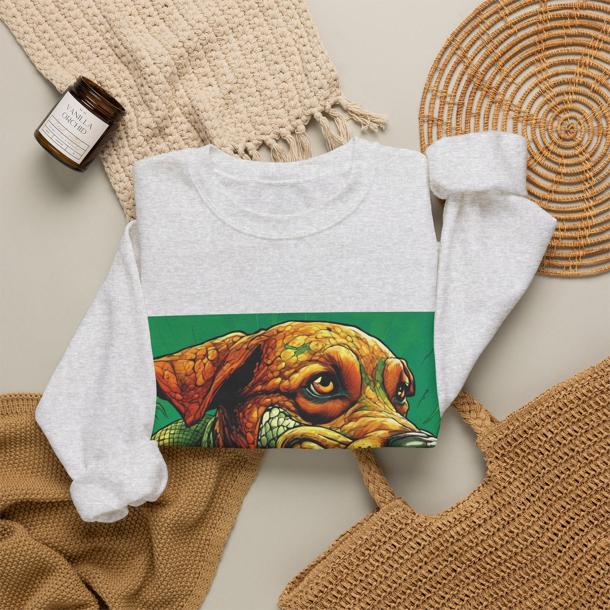 Serpent Guardian Dog Bold Fantasy Art Sweatshirt
