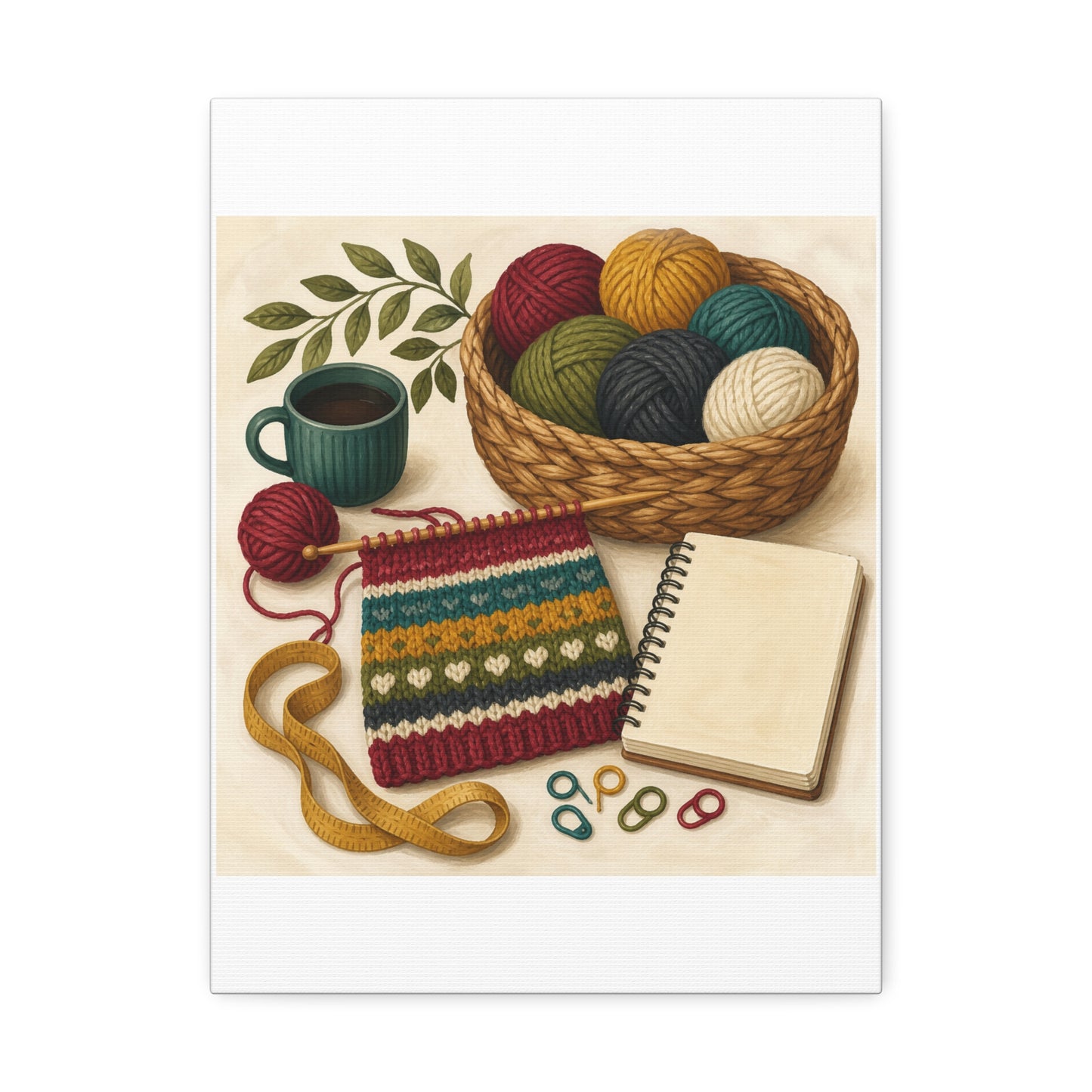 Cozy Knitting and Yarn Hobby Art Canvas Art