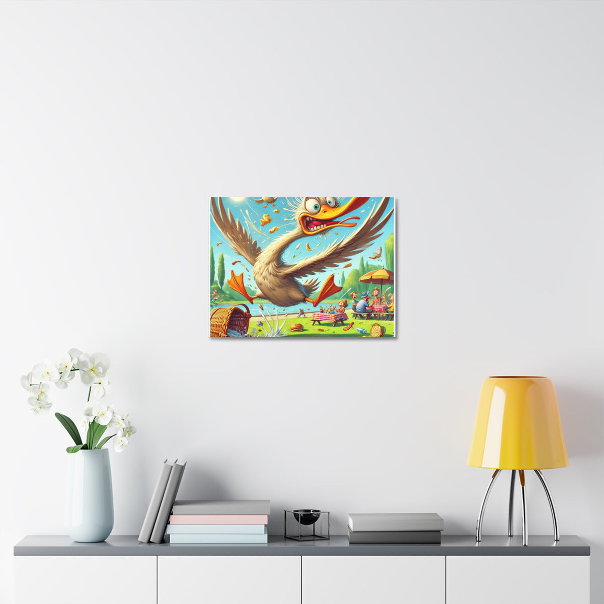 Chaotic Picnic Duck Funny Summer Canvas Wall Art