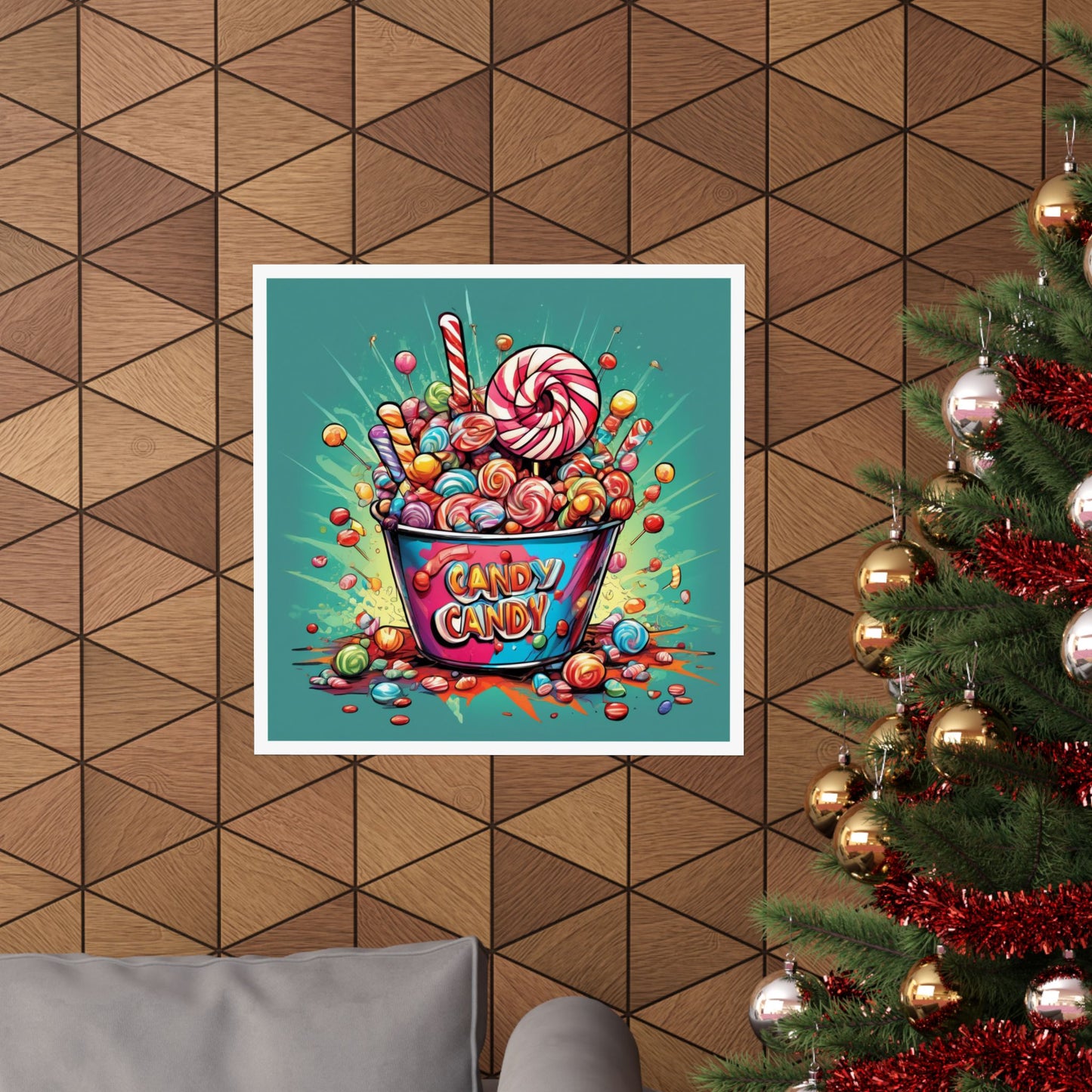 Holiday Candy Bucket Sweets Gift Art Poster