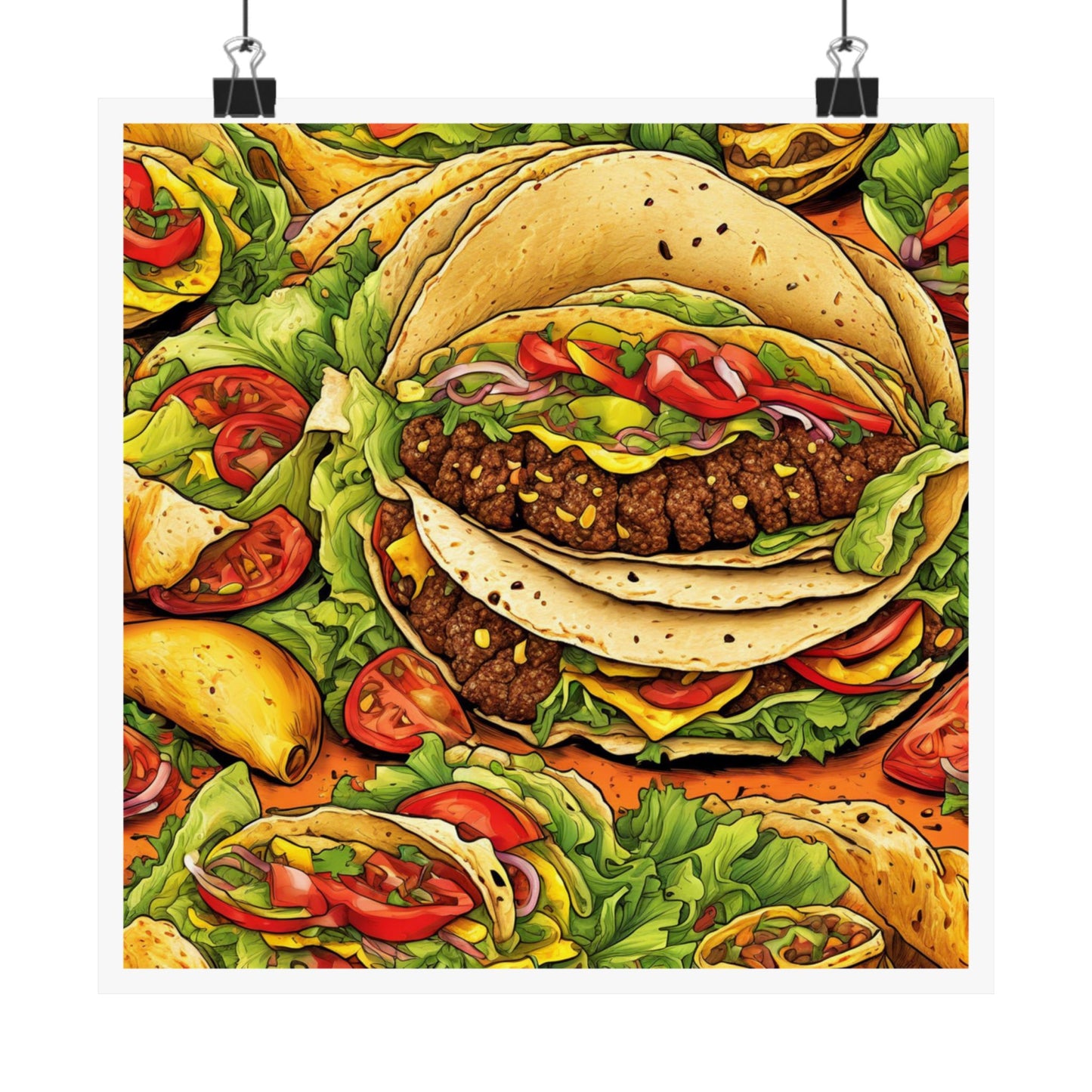 Stacked Taco Fiesta Foodie Gift Art Poster