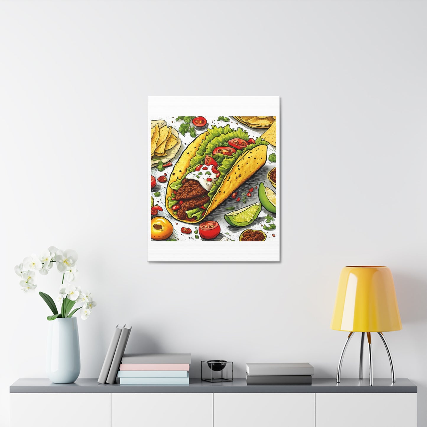Bold Taco Illustration Foodie Gift Art Canvas