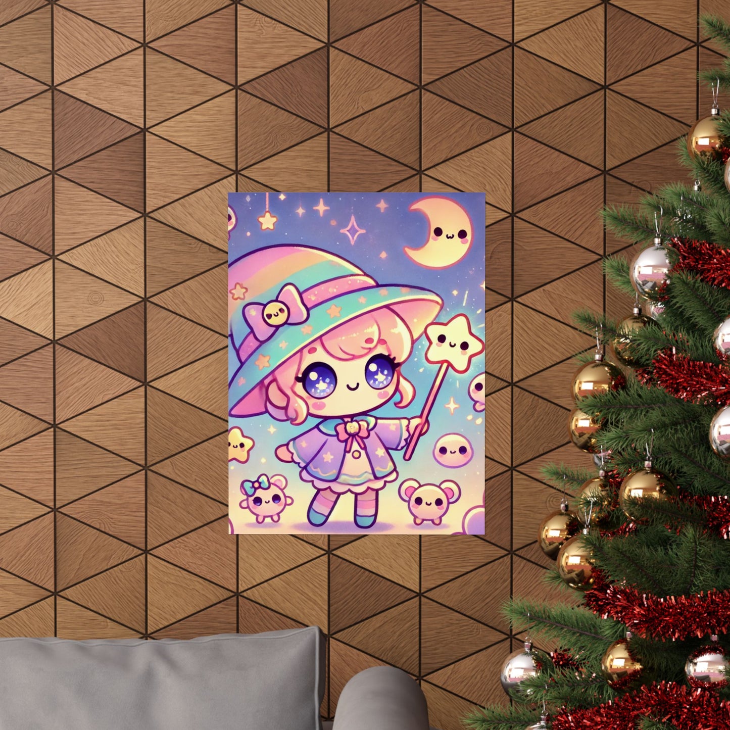 Kawaii Moon Wand Pastel Fantasy Wall Art Poster