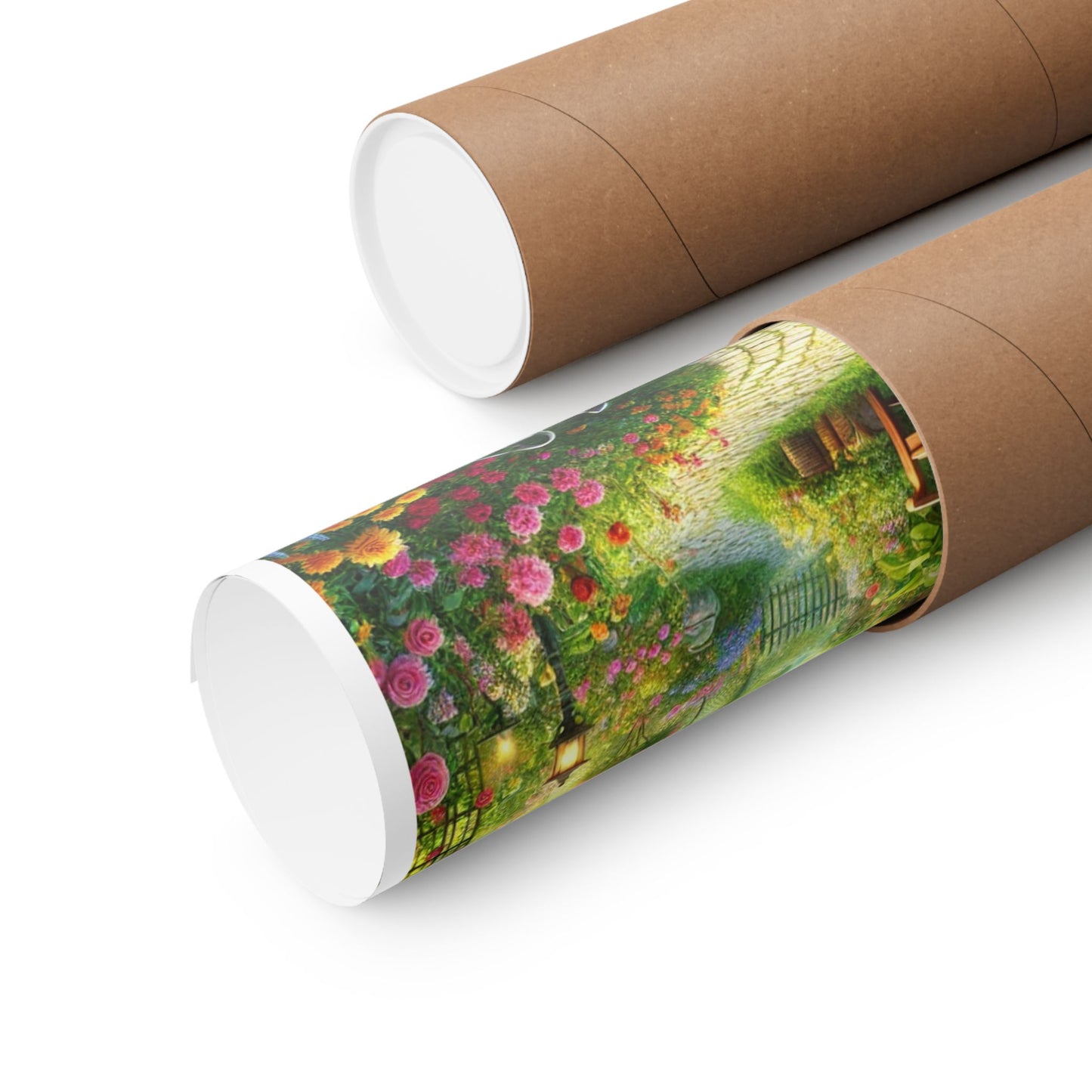 Sunlit Spring Flower Garden Bench Poster