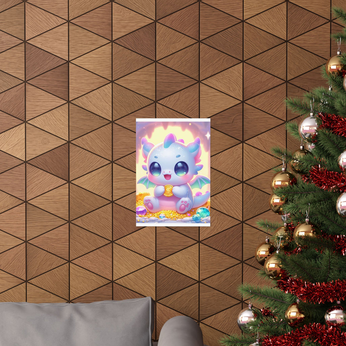 Pastel Treasure Dragon Kawaii Fantasy Wall Art Poster