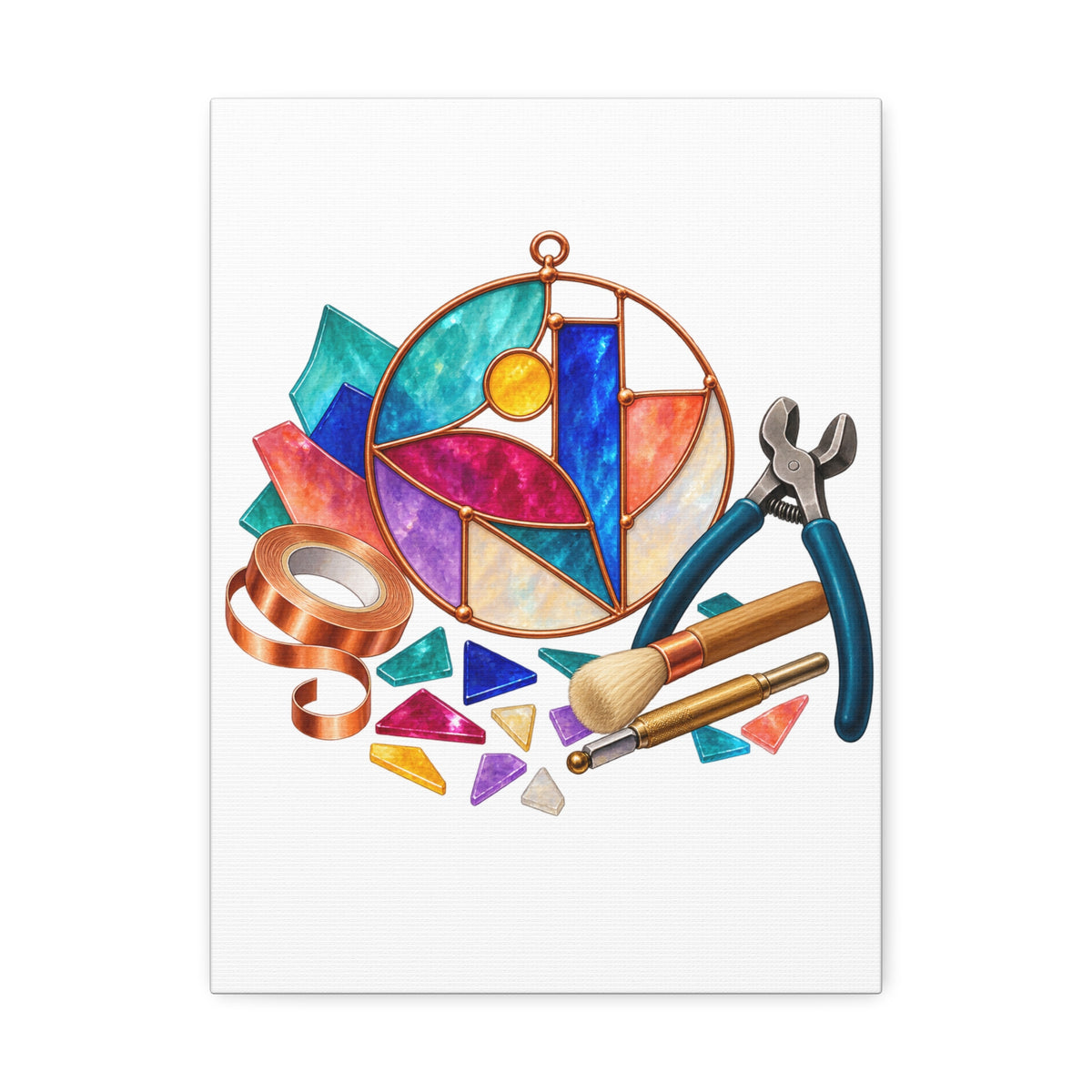 Abstract Stained Glass Suncatcher Workshop Canvas