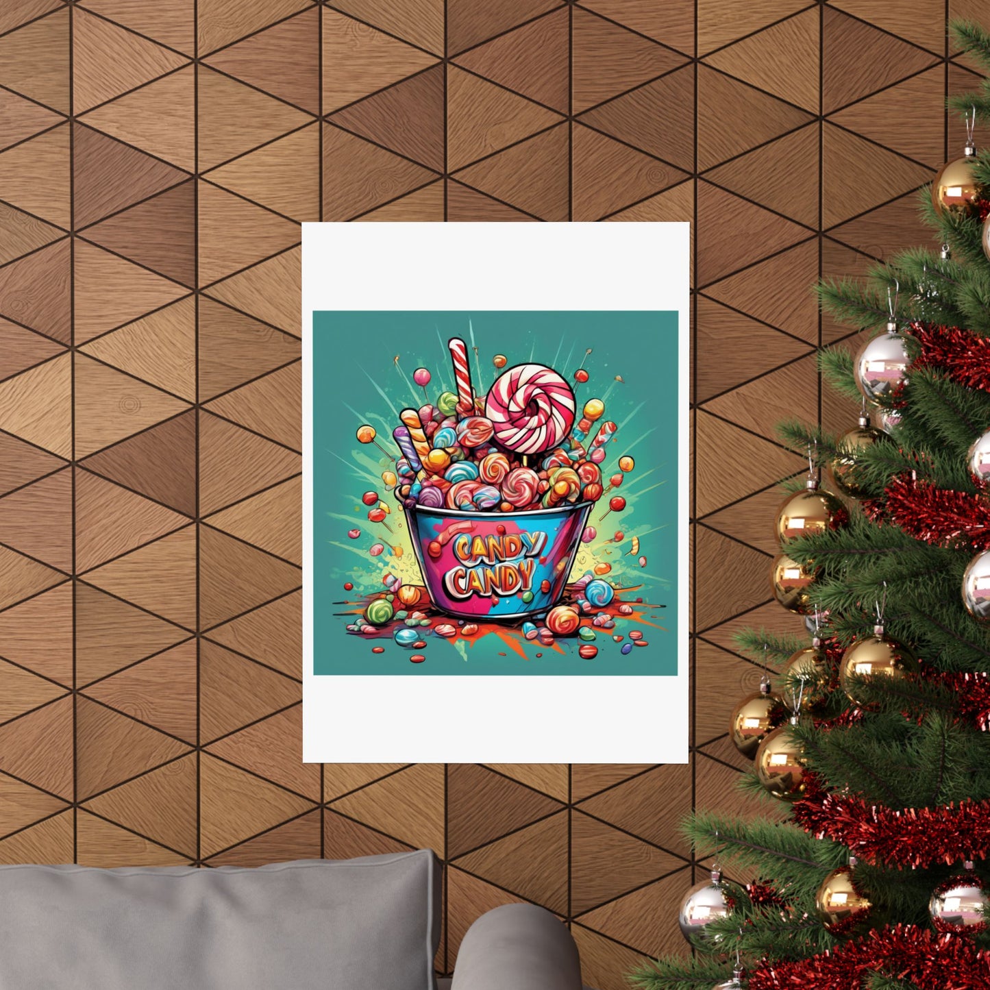 Holiday Candy Bucket Sweets Gift Art Poster