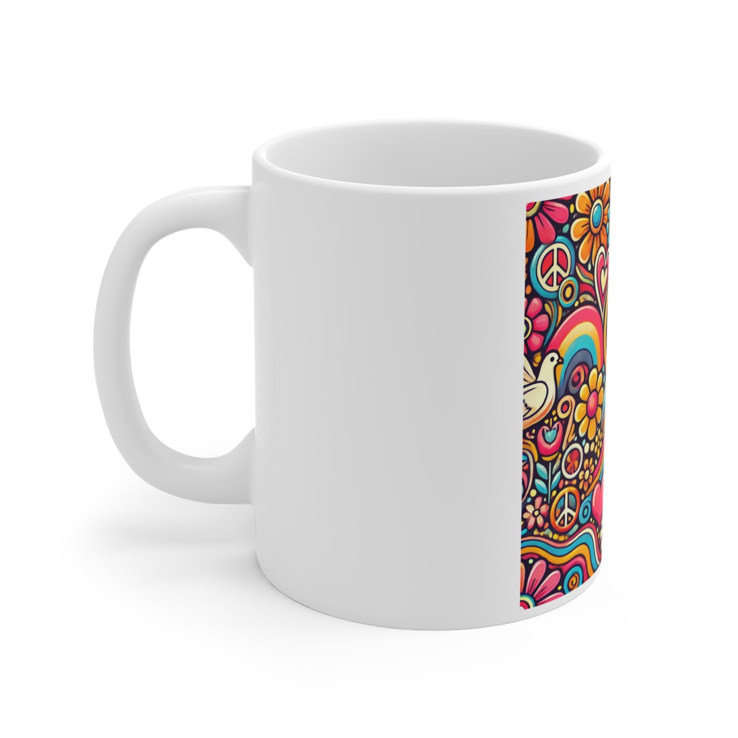 Colorful Peace Floral Pattern Coffee Mug