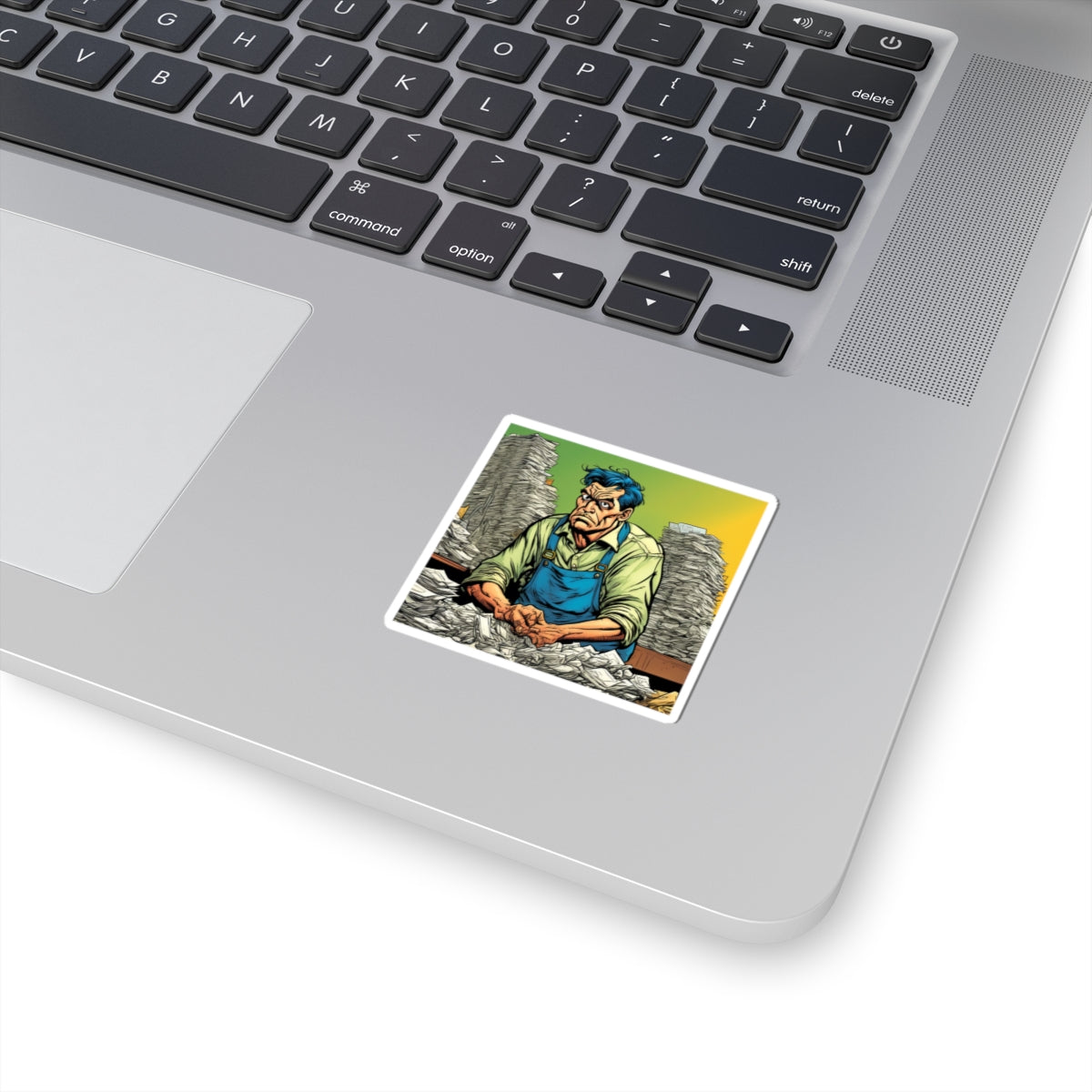 Paperwork Chaos Desk Worker Funny Office Art Sticker