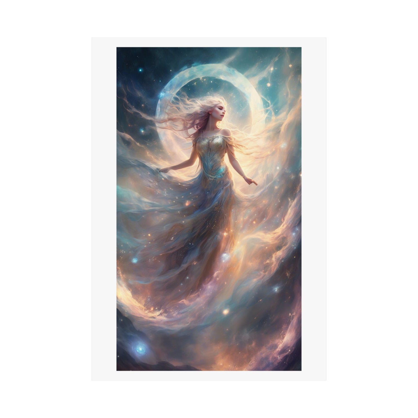 Moonlit Celestial Dancer Fantasy Portrait Poster