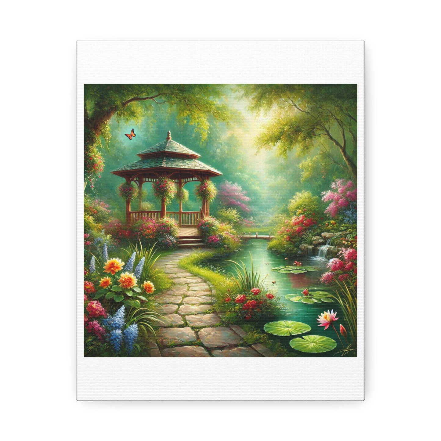 Spring Garden Gazebo Floral Landscape Canvas
