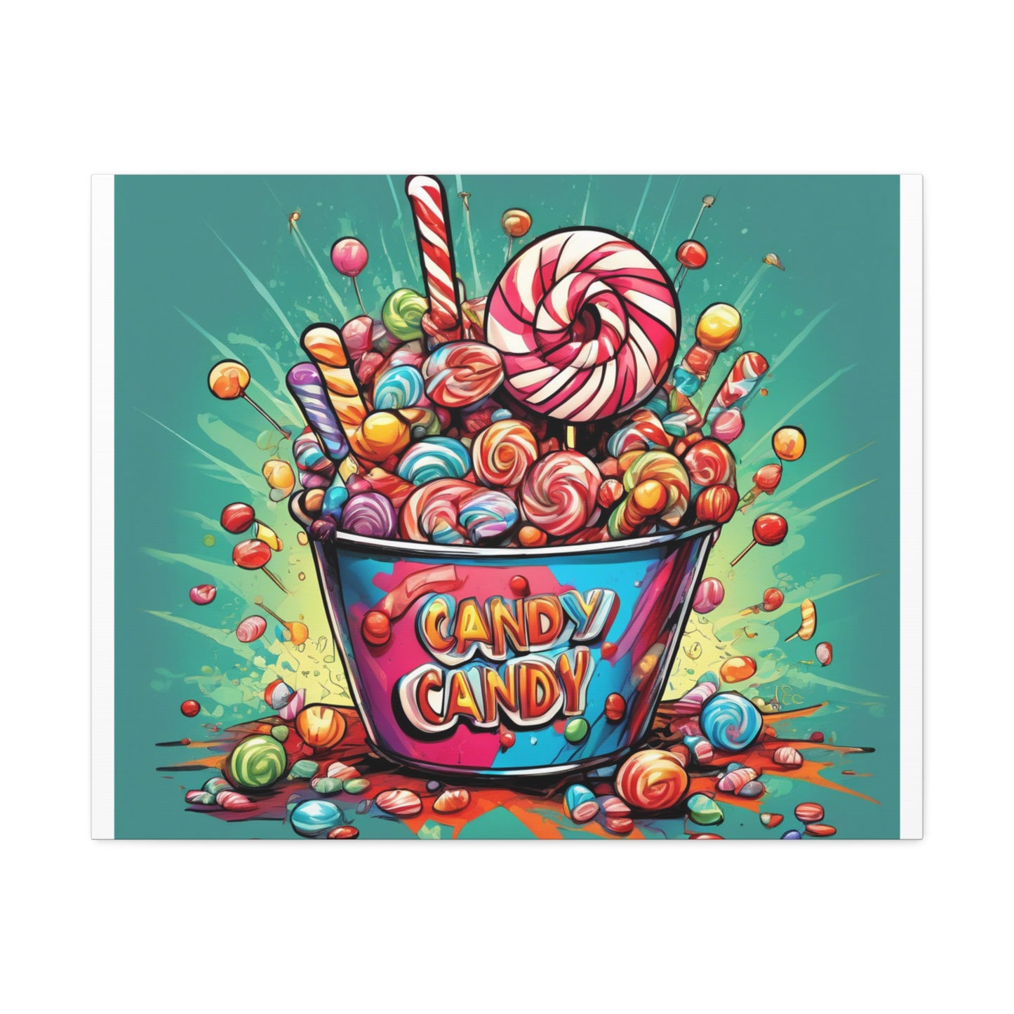 Holiday Candy Bucket Sweets Gift Art Canvas