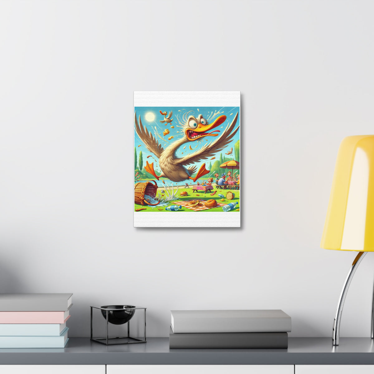 Chaotic Picnic Duck Funny Summer Canvas Wall Art