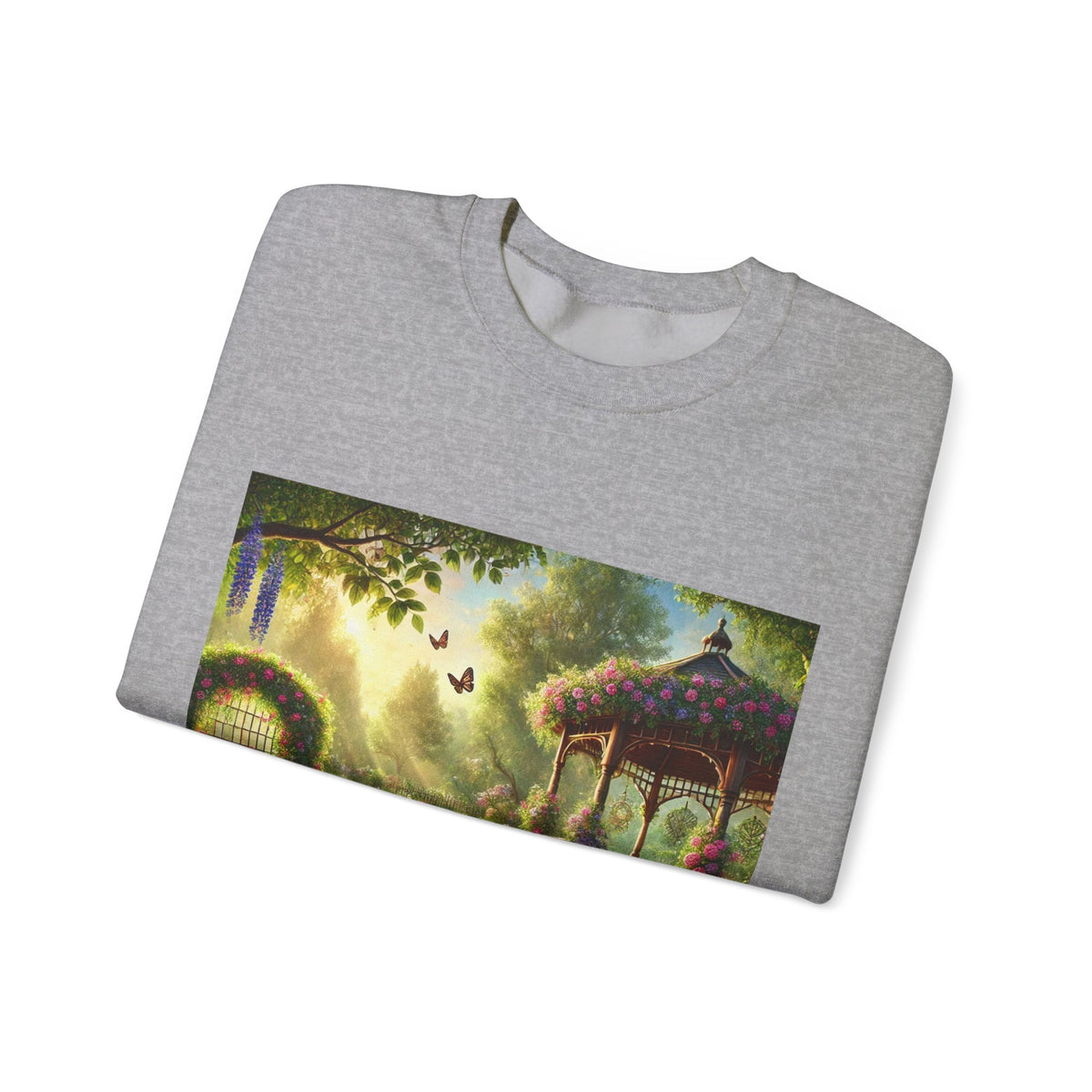 Sunlit Rose Gazebo Cottage Garden Sweatshirt
