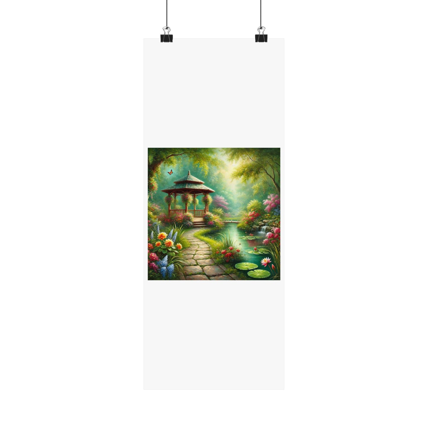 Spring Garden Gazebo Floral Landscape Poster