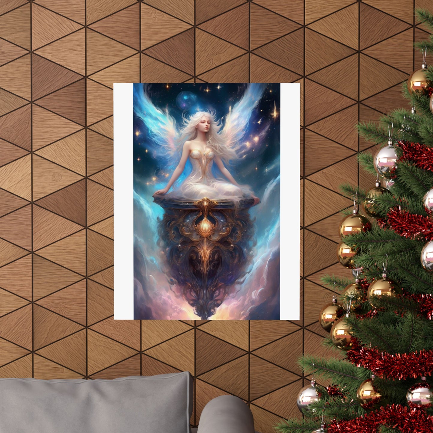 Celestial Winged Meditation Fantasy Portrait Poster
