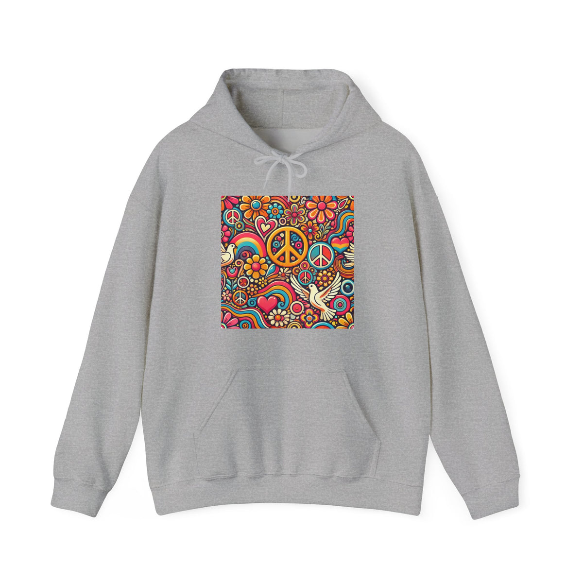 Colorful Peace Floral Pattern Hoodie