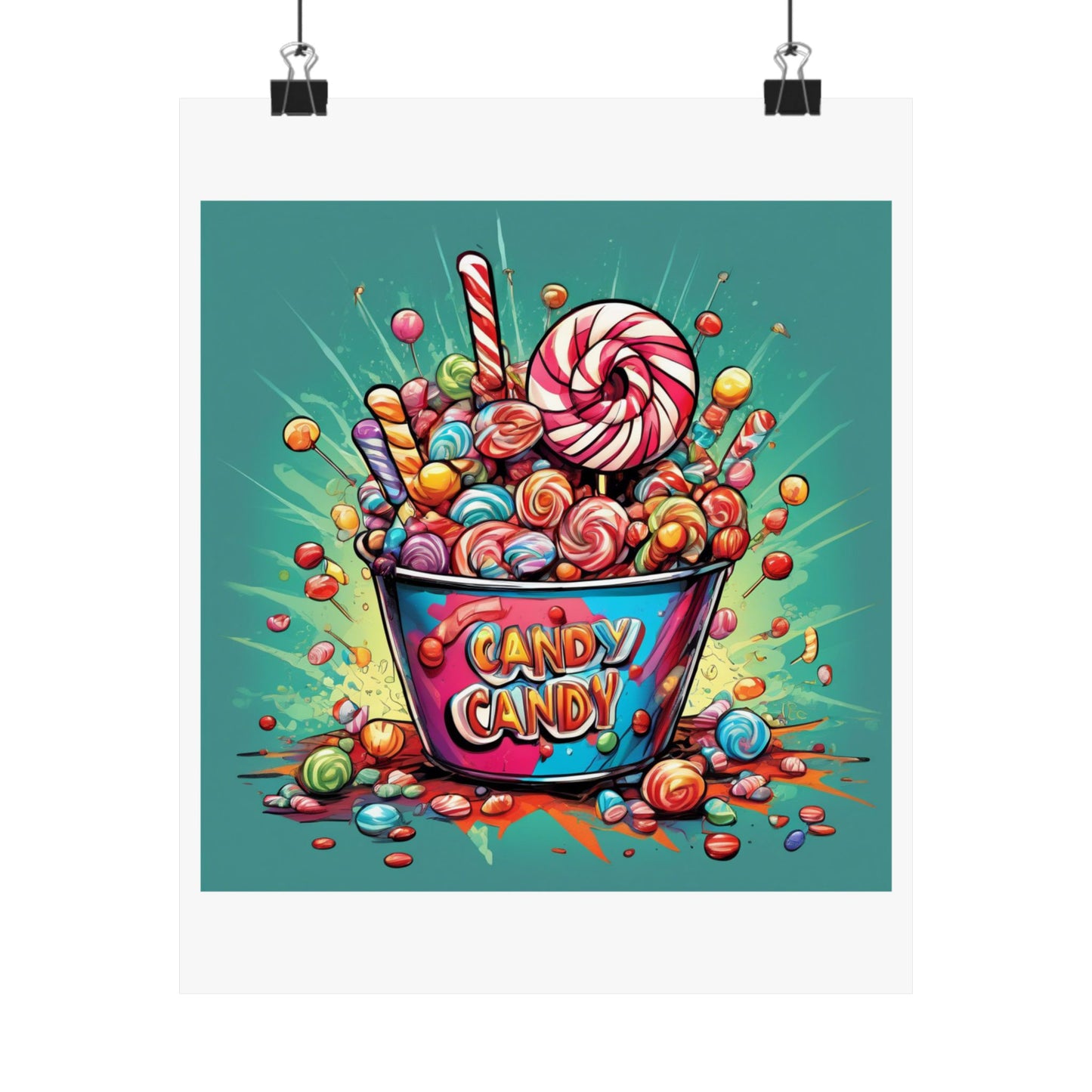 Holiday Candy Bucket Sweets Gift Art Poster