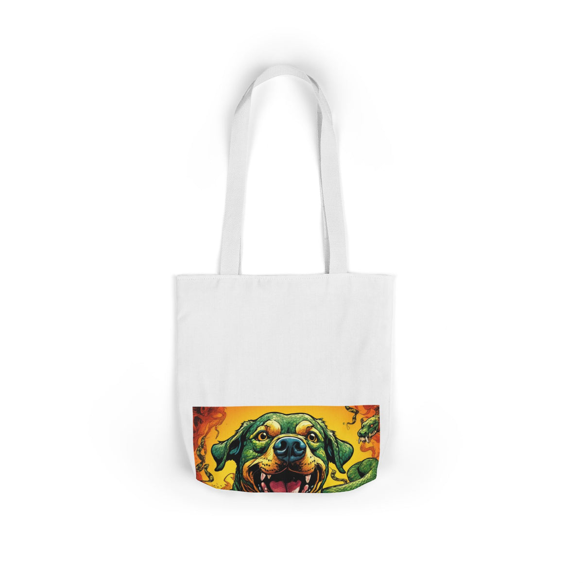 Surreal Serpent Hound Dark Fantasy Canvas Tote Bag