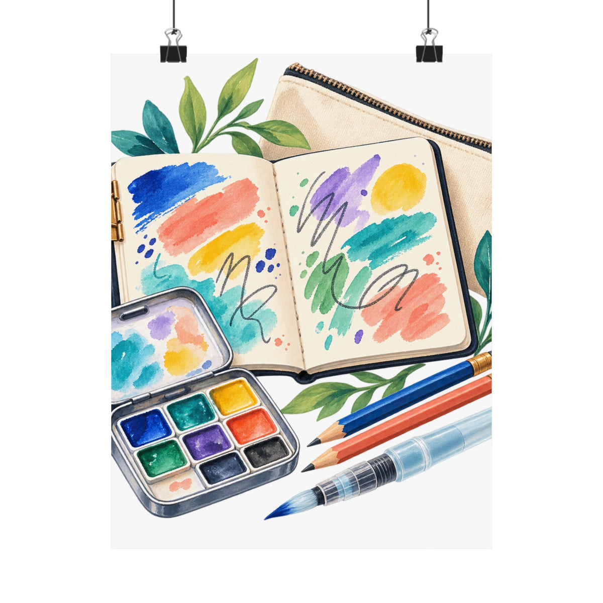 Colorful Urban Sketching Travel Kit Poster