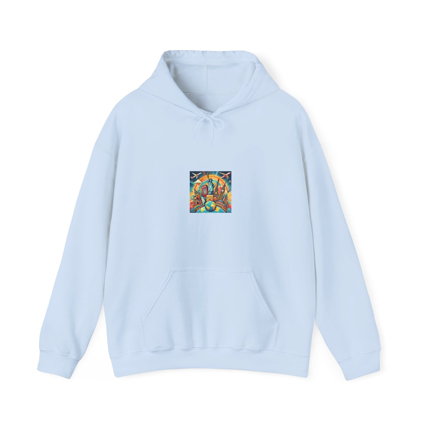 Global Landmark Adventure Collage Cozy Travel Hoodie