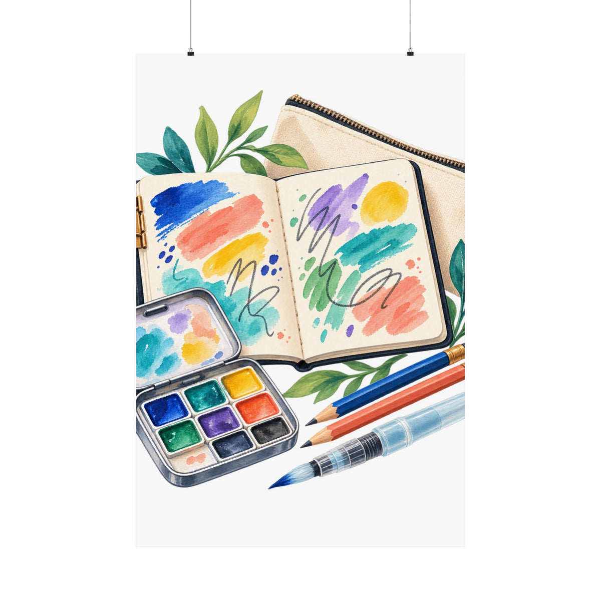 Colorful Urban Sketching Travel Kit Poster