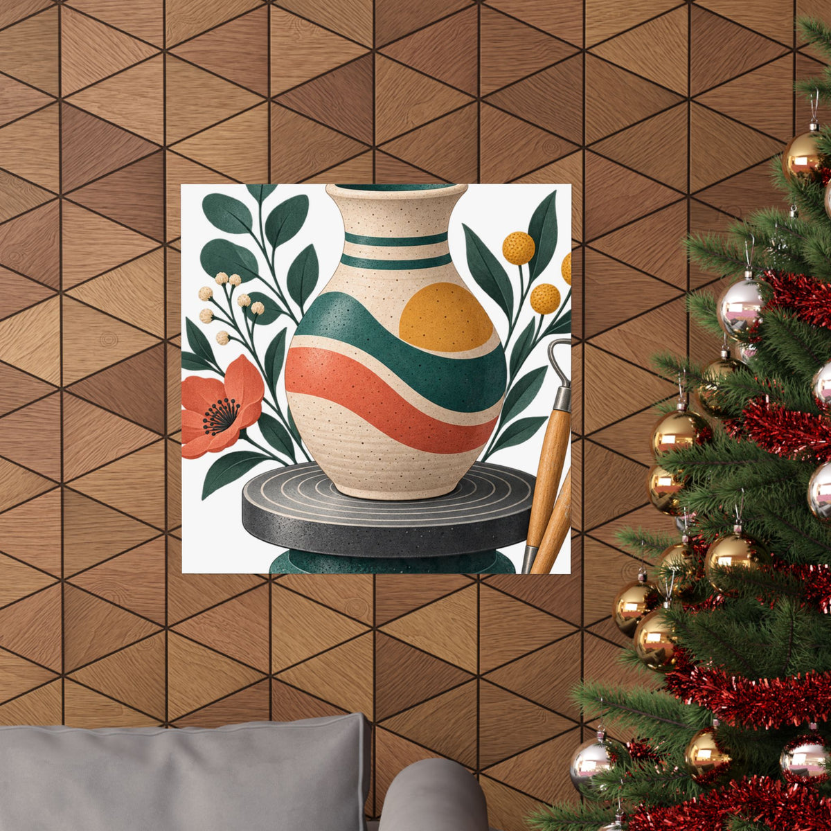 Midcentury Pottery Botanical Art Poster