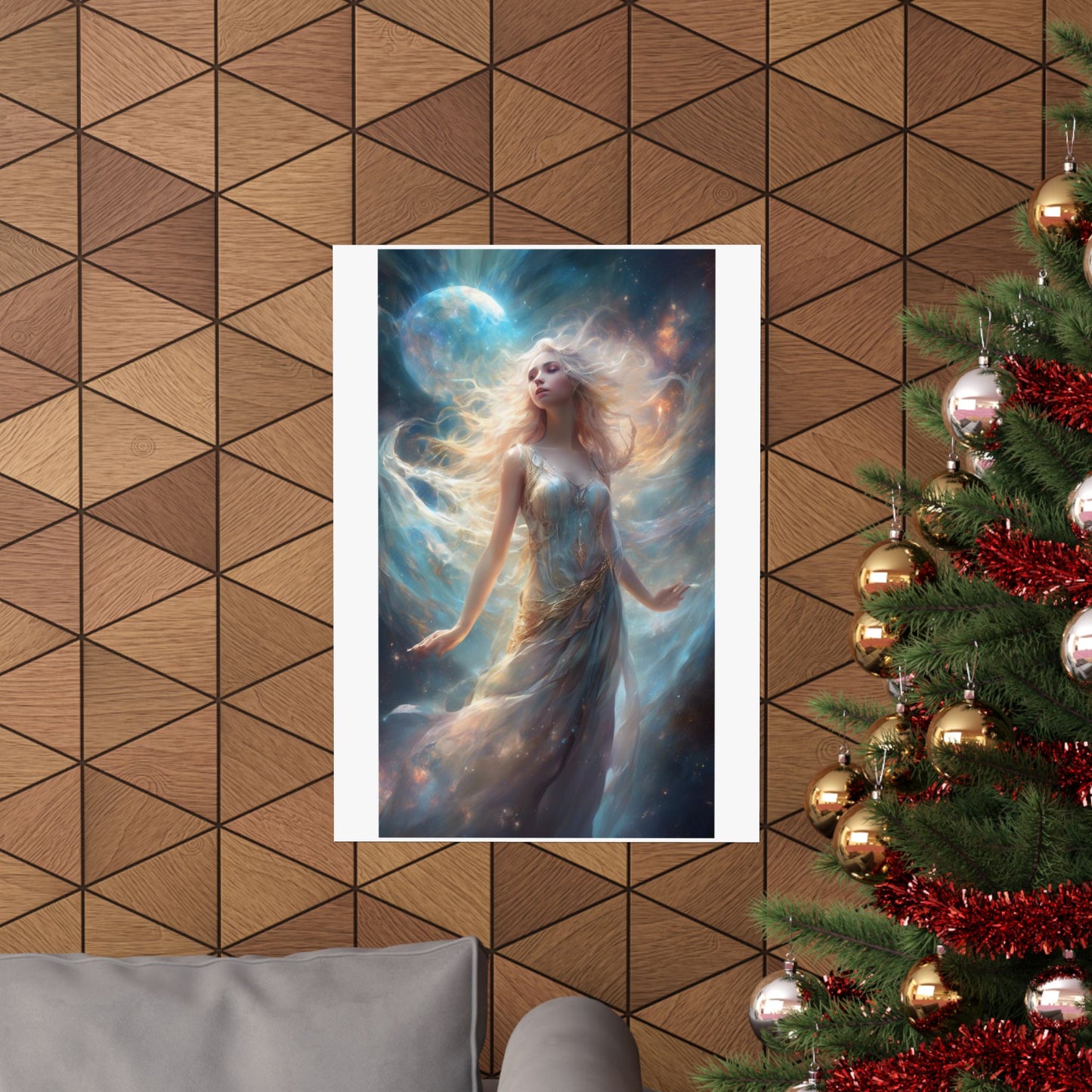 Moonlit Celestial Maiden Fantasy Portrait Poster