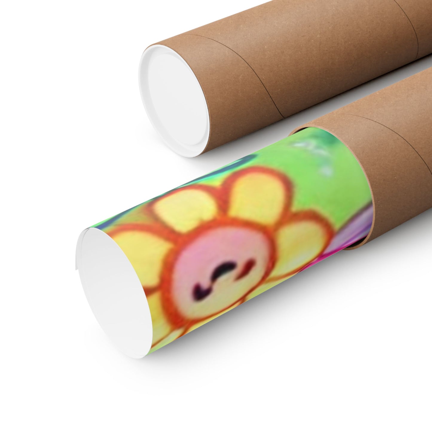 Pastel Panda and Bunny Rainbow Garden Wall Art Poster