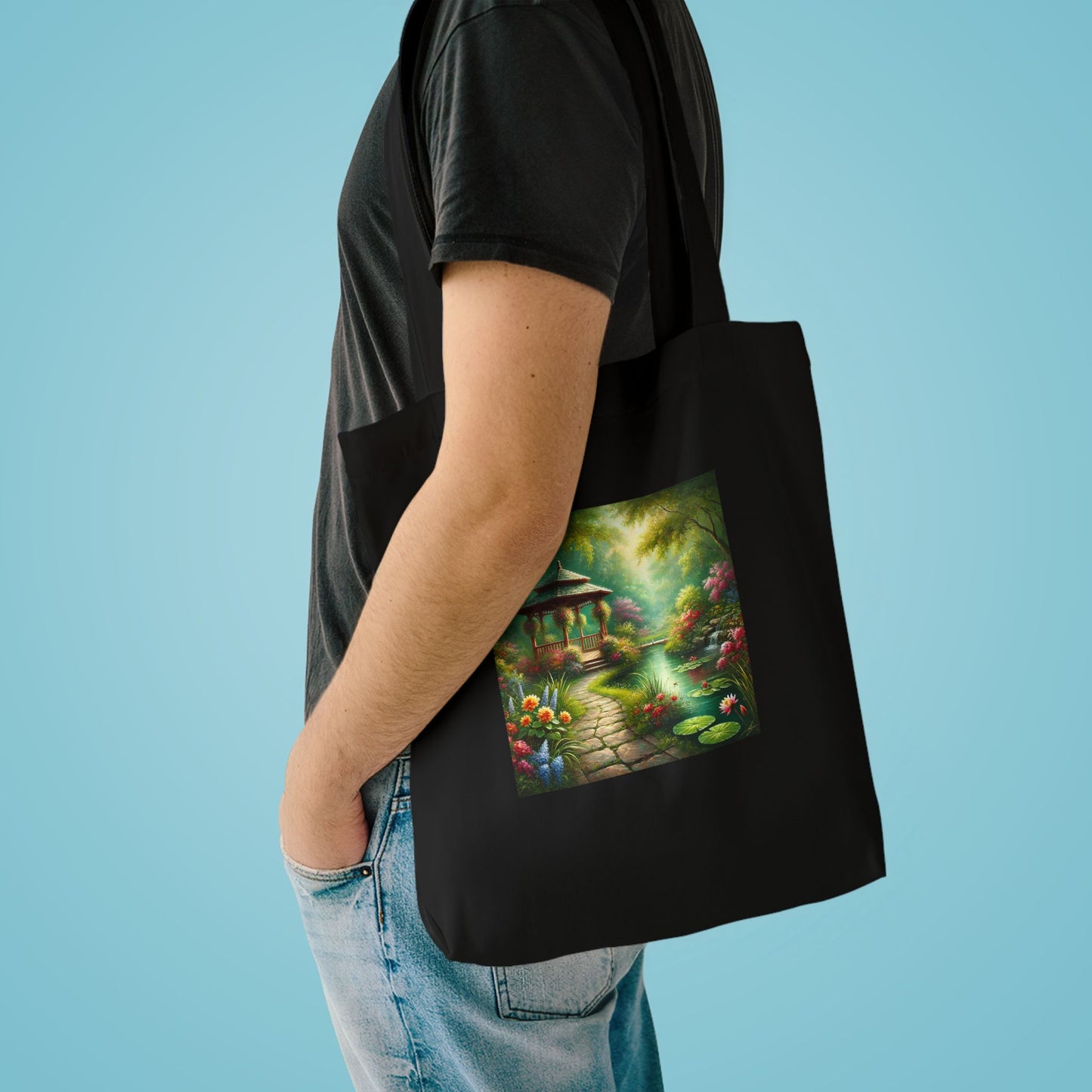 Spring Garden Gazebo Floral Landscape Tote Bag
