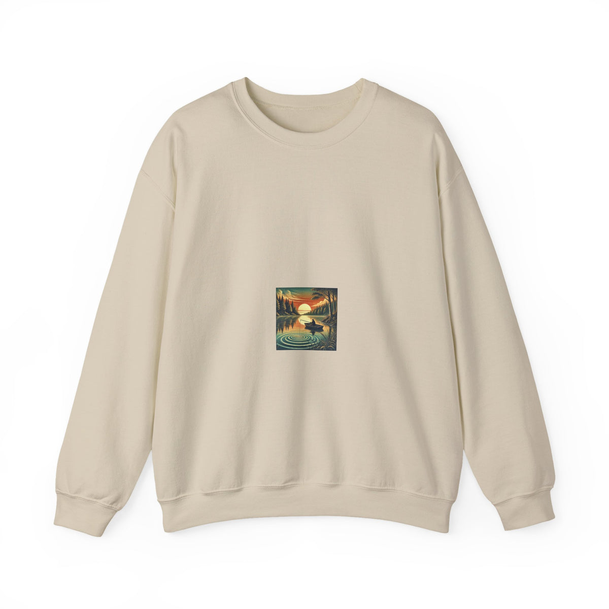 Sunset Lake Fishing Retreat Angler Crewneck Sweatshirt Nature Gift