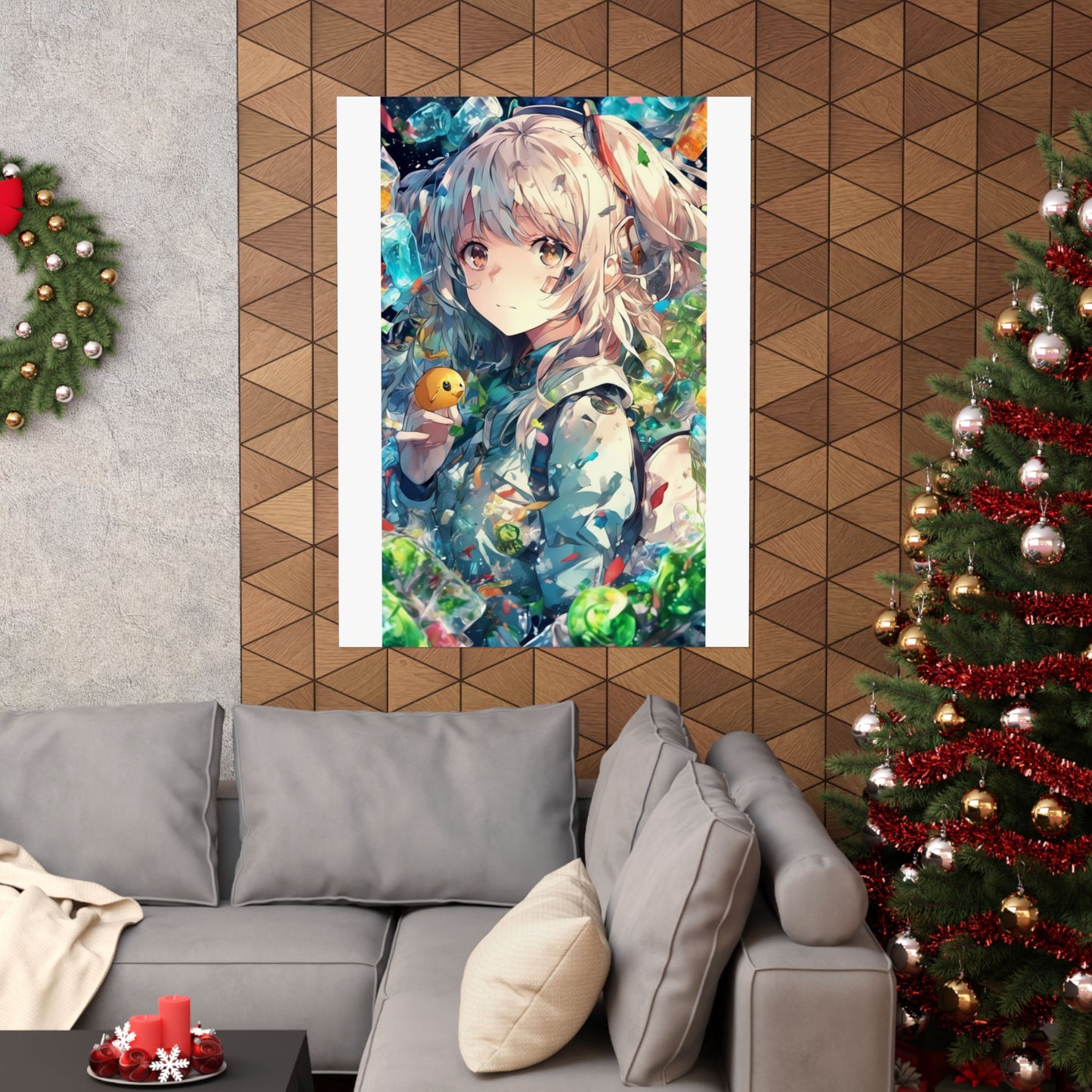 Crystal Bottle Anime Portrait Colorful Wall Poster