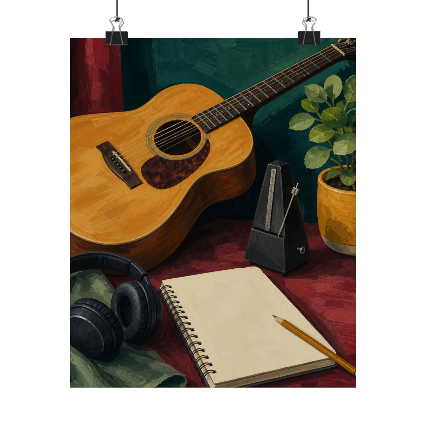 Cozy Acoustic Music Practice Art Poster