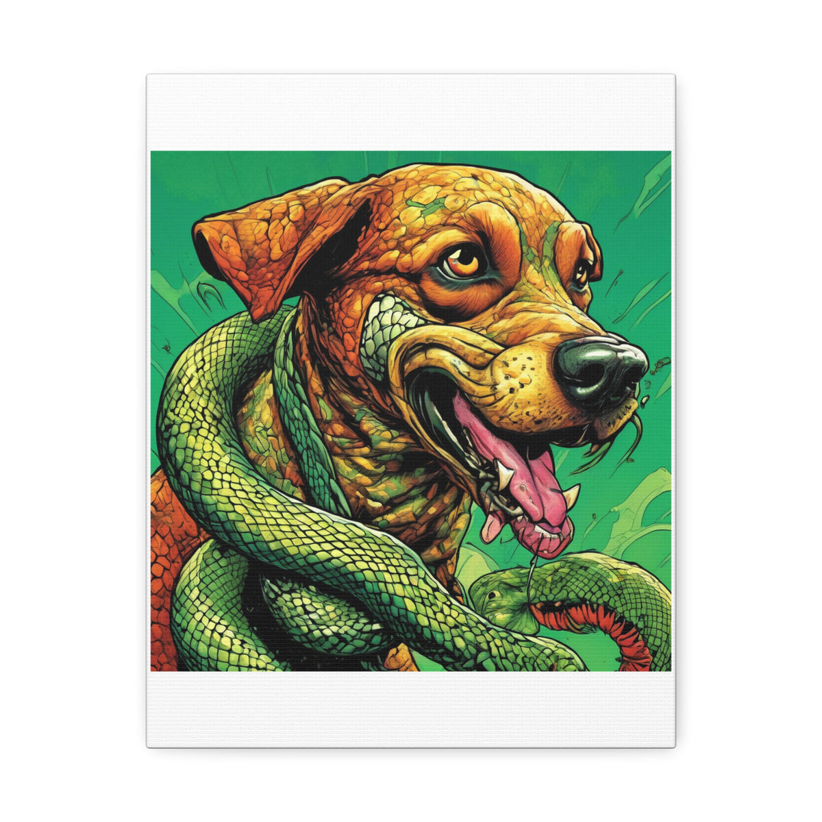 Serpent Guardian Dog Bold Fantasy Creature Canvas Art