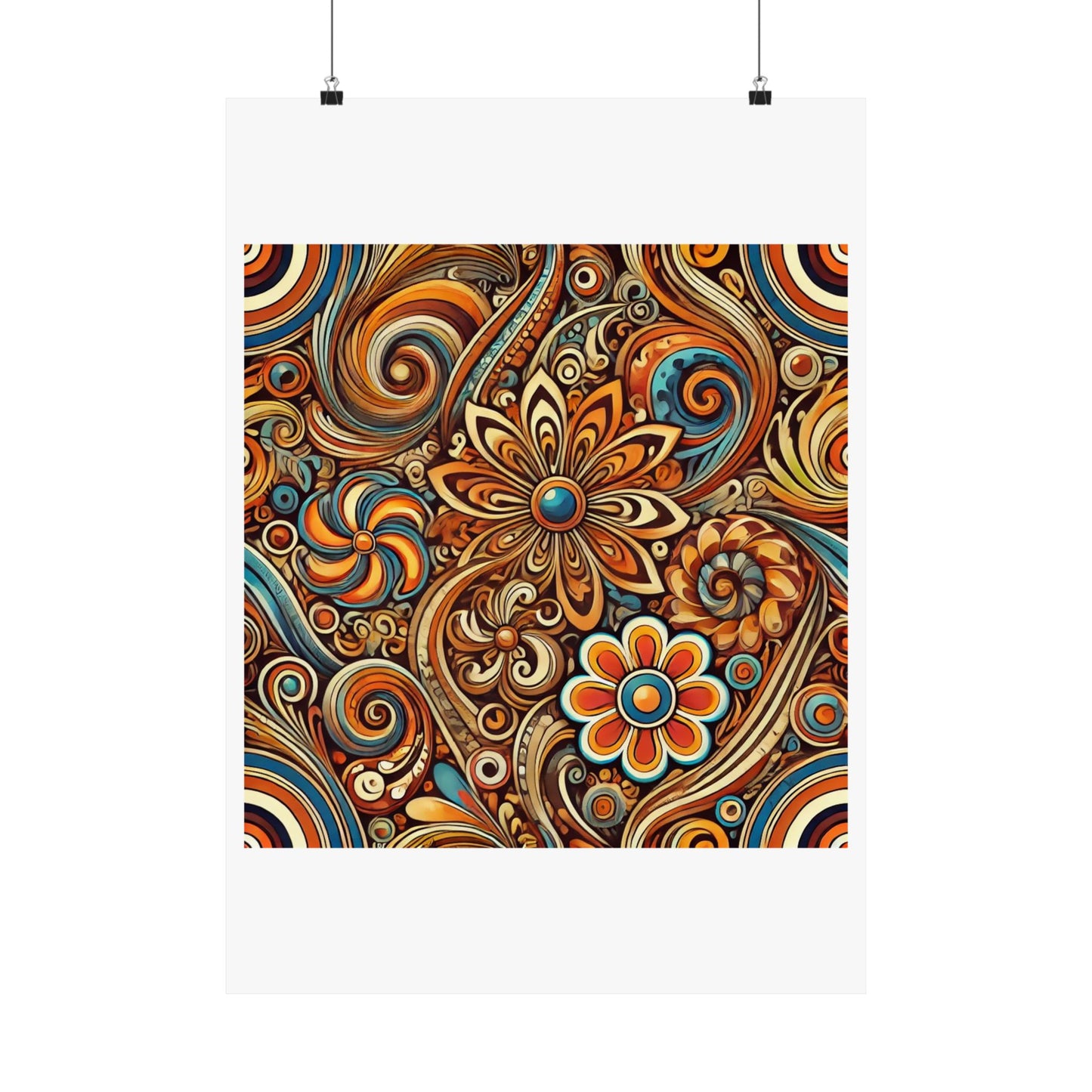 Ornate Abstract Floral Paisley Pattern Poster