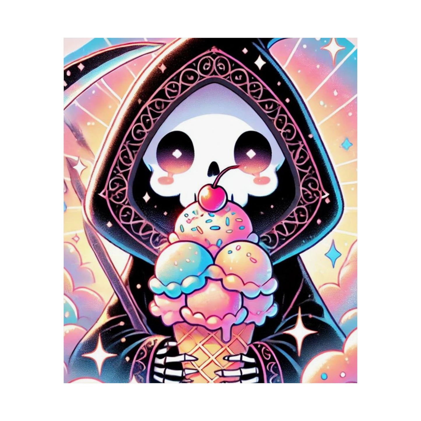 Cute Grim Reaper Ice Cream Pastel Novelty Poster