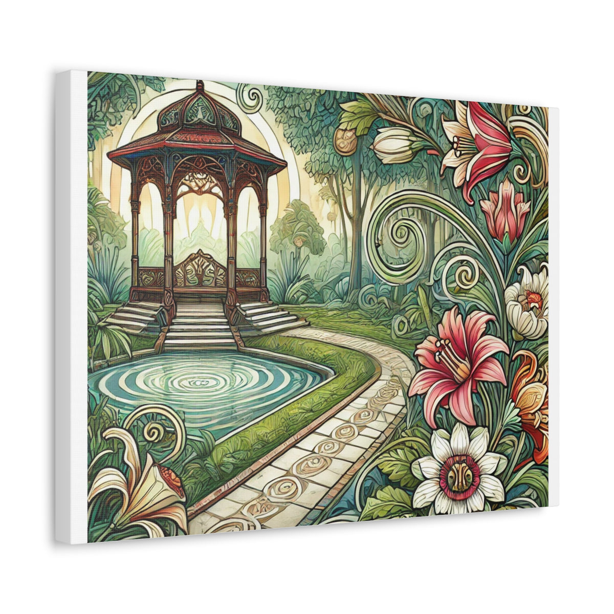 Botanical Gazebo Garden Art Nouveau Canvas Wall Art