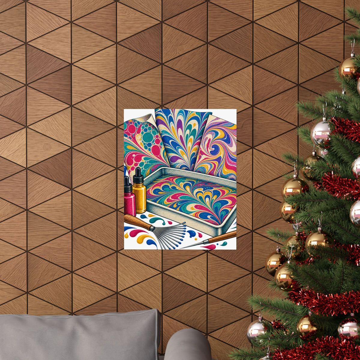 Colorful Paper Marbling Workshop Poster